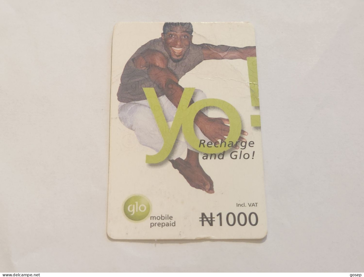 NIGERIA-(NG-GLO-REF-0002)-man Jumping-yo--(16-2519-4244-4446)-(A Little Crease)-(1000 Naria Nigri)-used Card - Nigeria