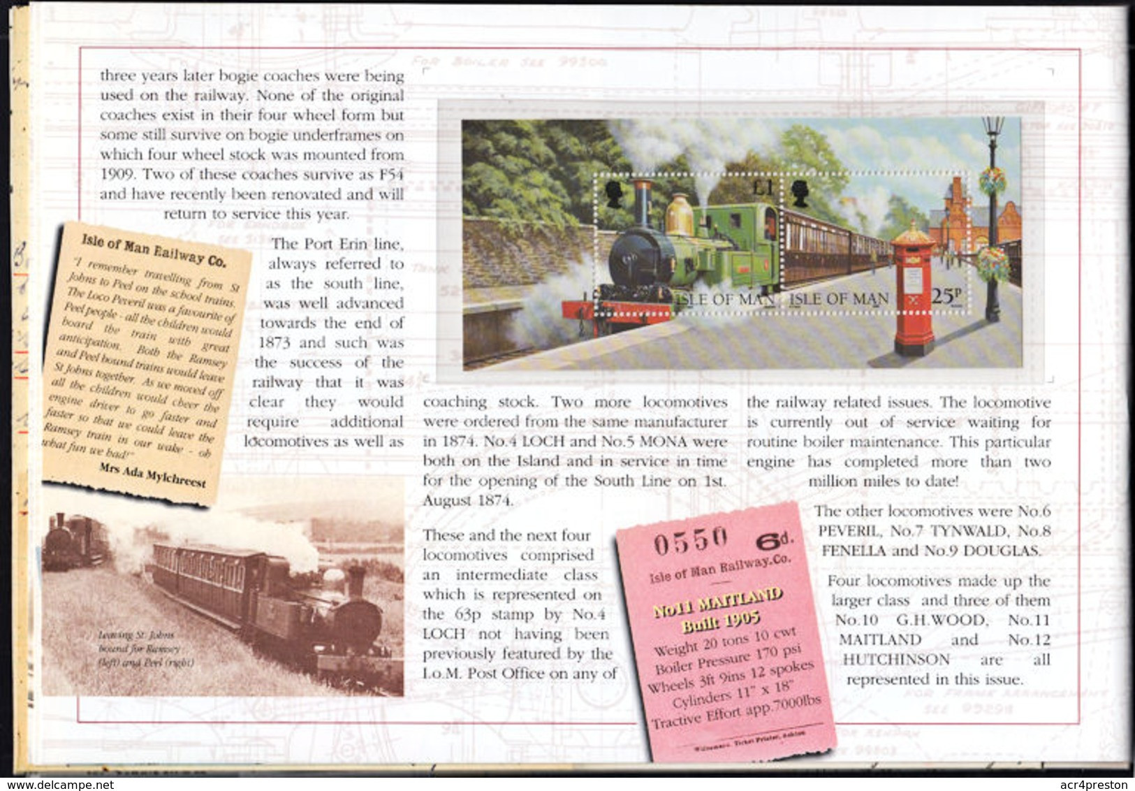 j0003 ISLE OF MAN 1998, 125th Anniversary of Isle of Man Railways, Limited Edition Post Office Booklet