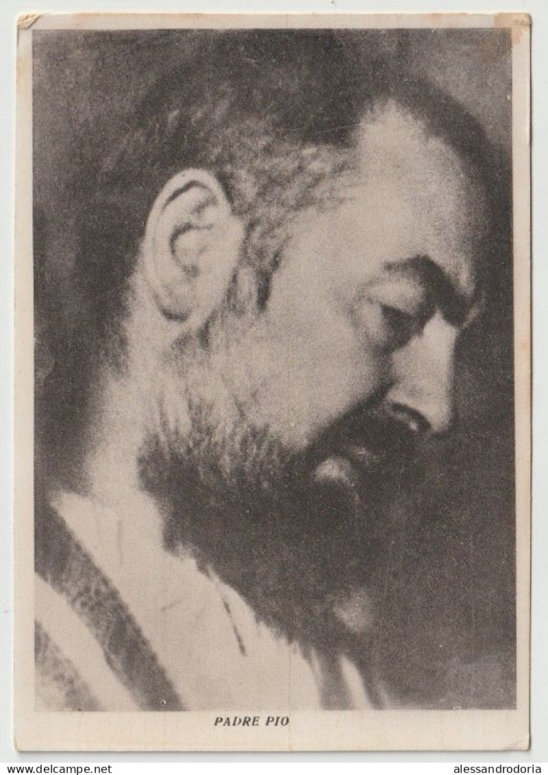 Cartolina Viaggiata Affrancata Padre Pio S. Giovanni Rotondo 1951 Francobolli 5 E 15 Lire Il Tornio Lo Scalo - Santi