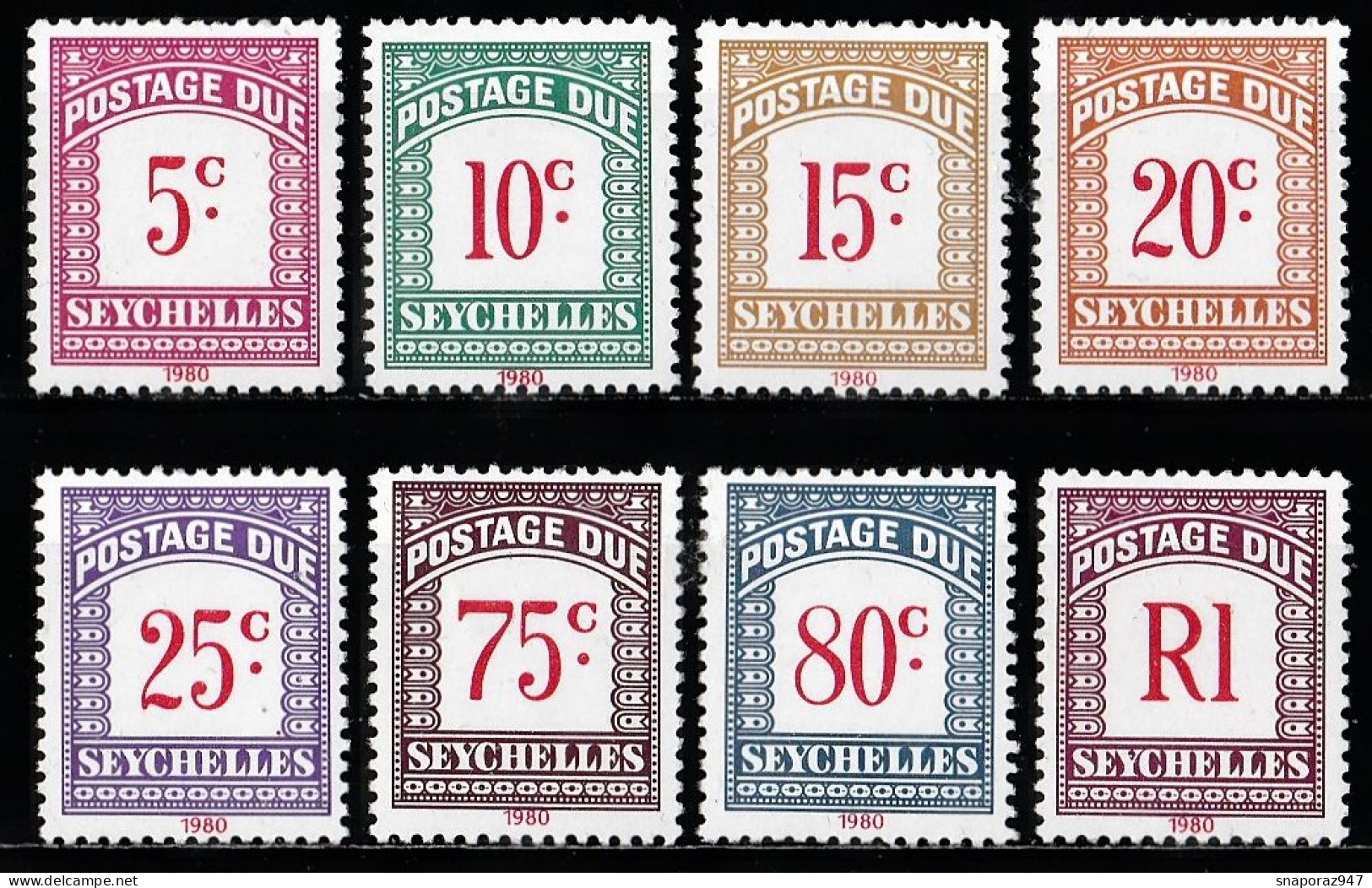 1990 Seychelles Timbre Taxe Set MNH** Ta1 - Seychellen (1976-...)