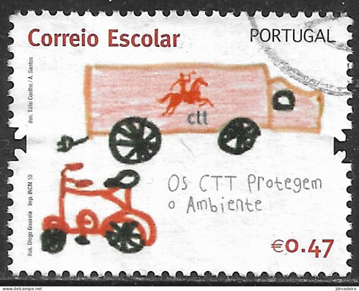 Portugal – 2010 School Mail 0,47 Used Stamp - Usati
