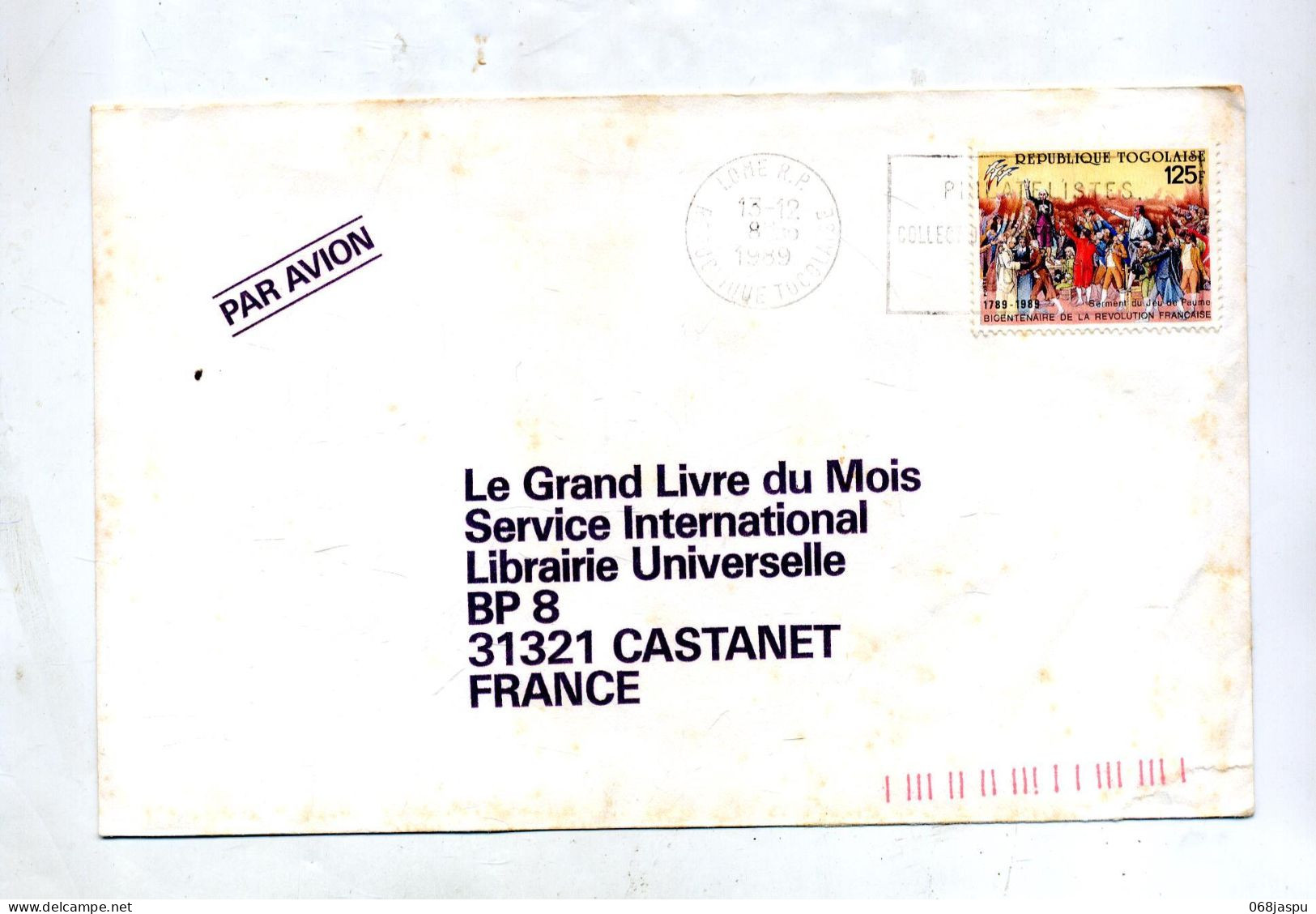 Lettre Flamme Lome Sur Revolution - Togo (1960-...)