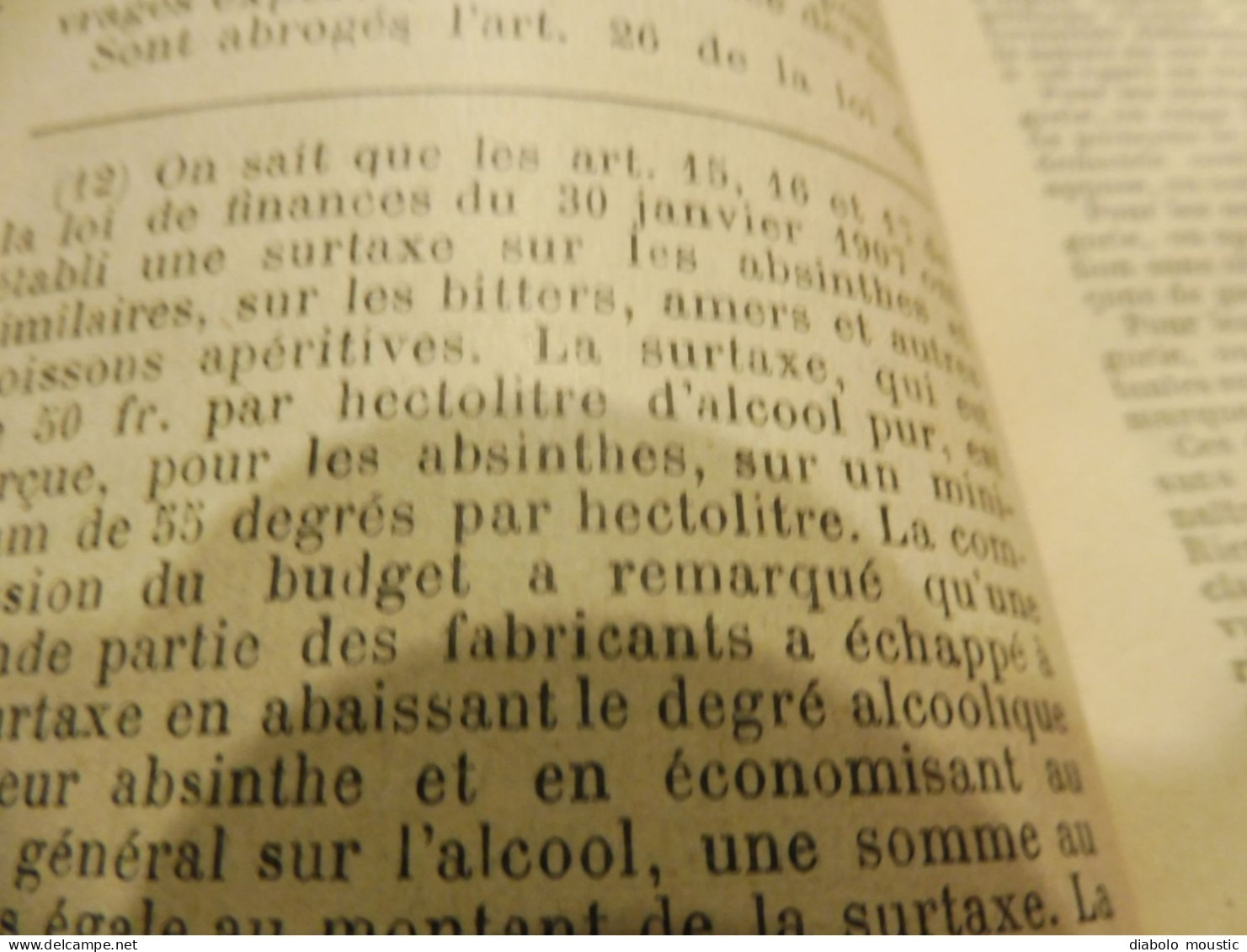 1909  RECUEIL Des LOIS ,dont Aussi Sur L'absinthe ;  Criminalité, Etc - Gesetze & Erlasse