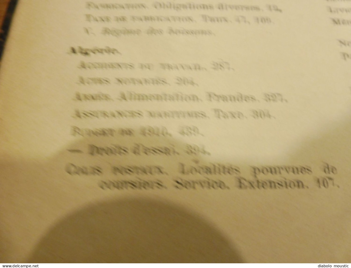 1909  RECUEIL des LOIS ,dont aussi sur l'absinthe ;  Criminalité, Etc