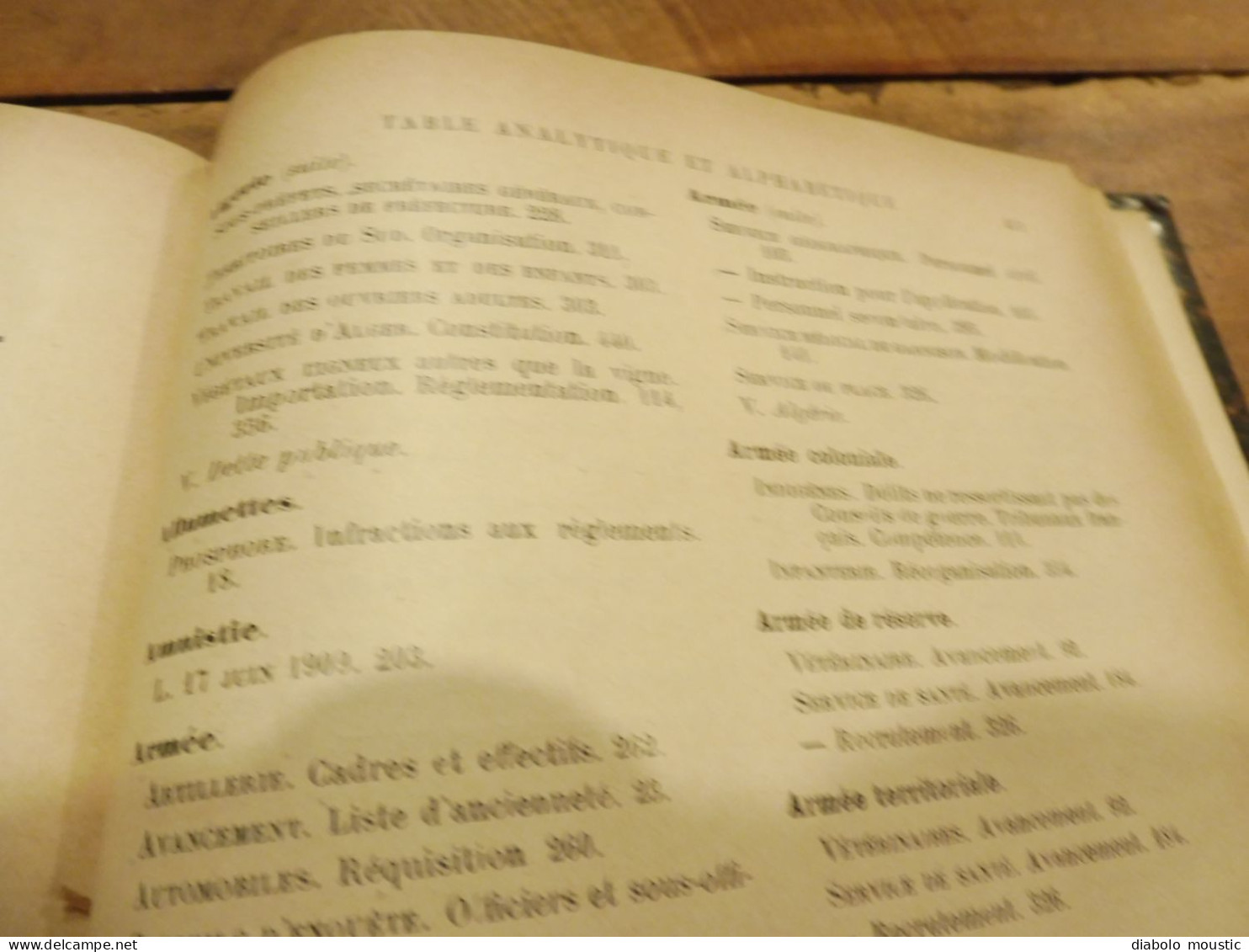 1909  RECUEIL des LOIS ,dont aussi sur l'absinthe ;  Criminalité, Etc