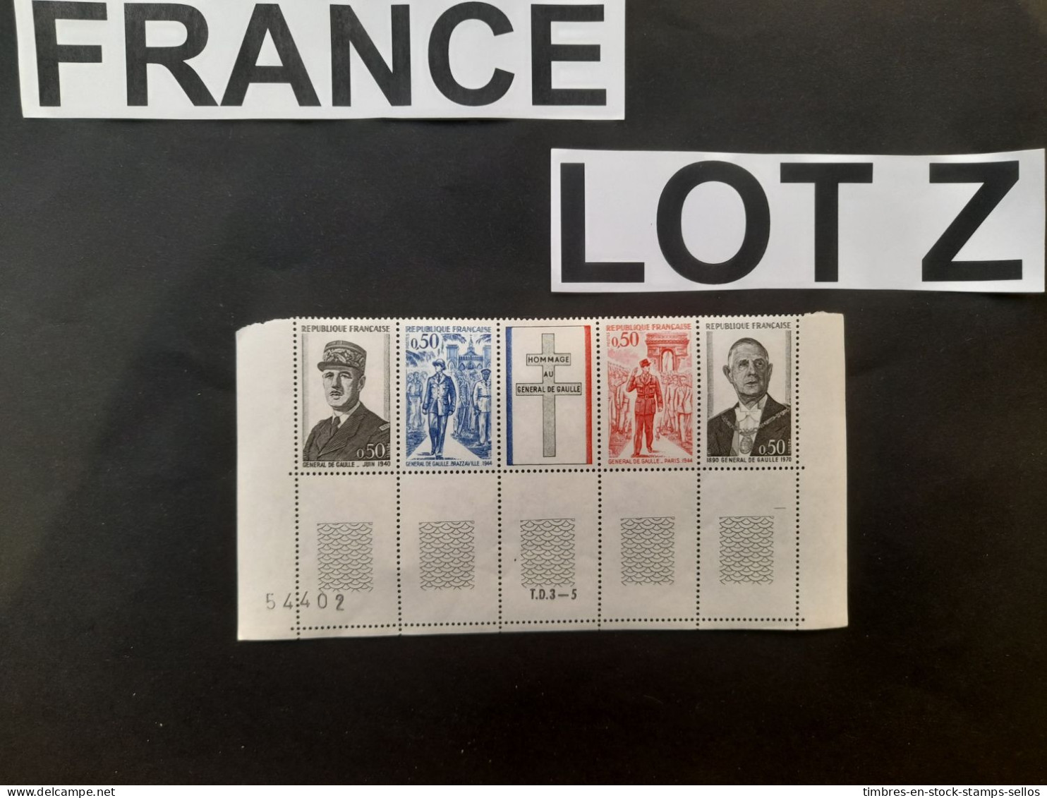 FRANCE DE GAULLE 1971 No 1698A  LOT Z  Nos 400 à 403 ETAT NEUF 1 BANDE Bas De Feuille Numérotée MINT STRIPS - Colecciones (sin álbumes)