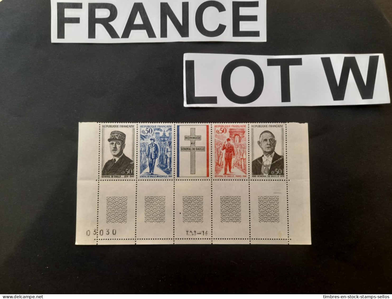 FRANCE DE GAULLE 1971 No 1698A  LOT V  Nos 400 à 403 ETAT NEUF 1 BANDE Bas De Feuille Numérotée MINT STRIPS - Colecciones (sin álbumes)