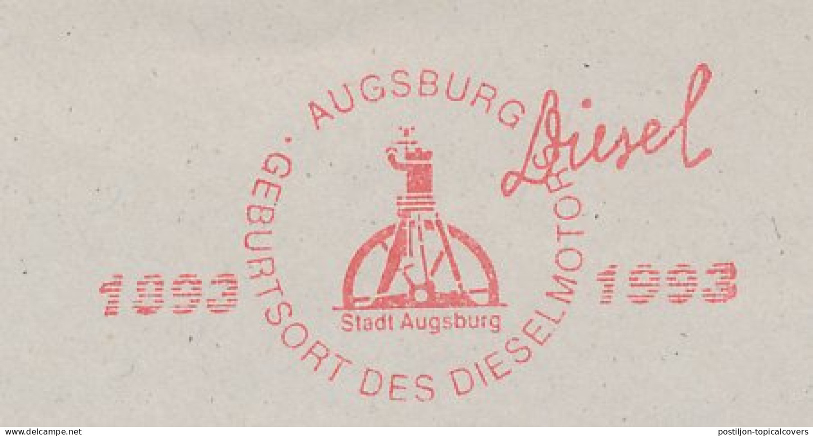 Meter Cover Germany 1993 100 Years Diesel Engines - Augsburg - Oil - Other & Unclassified