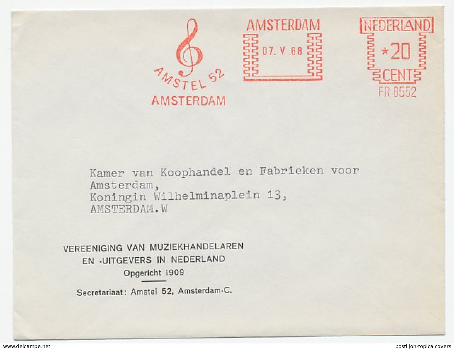 Meter Card Netherlands 1968 Music Key - Clef - Musique