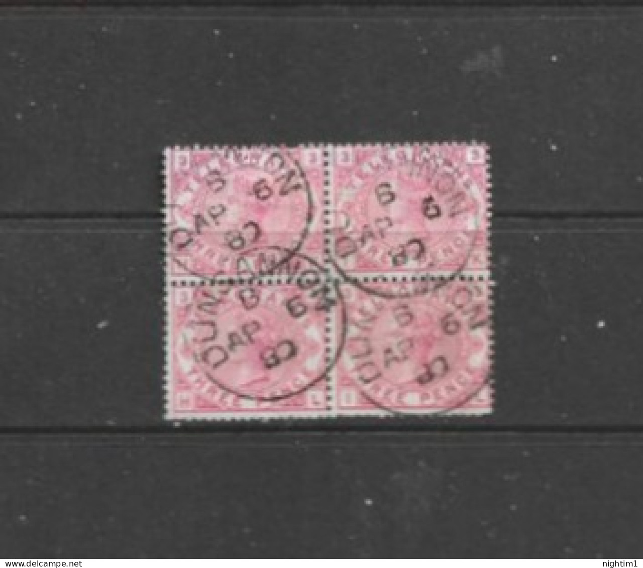 GREAT BRITAIN COLLECTION.  VICTORIA TELEGRAPH 3d STAMP. BLOCK OF 4.  USED. - Oblitérés