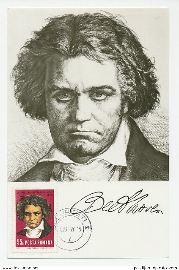 Maximum Card Romania 1970 Ludwig Van Beethoven - Composer - Musique