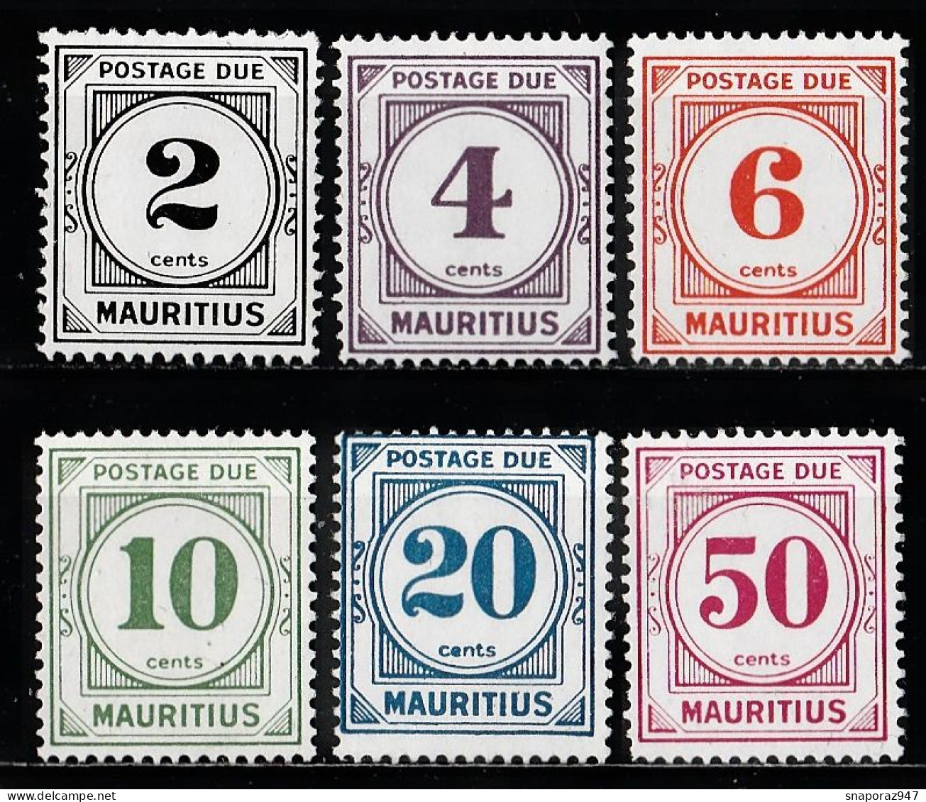 1966/69 Mauritius Timbre Taxe Set MNH** Ta1 - Mauritius (1968-...)