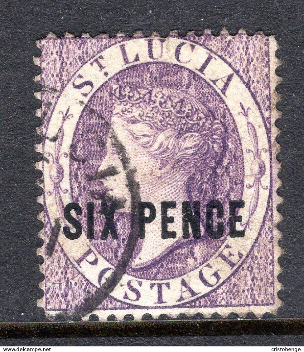 St Lucia 1882-84 QV - Surcharges - 6d Violet Used (SG 28) - St.Lucia (...-1978)