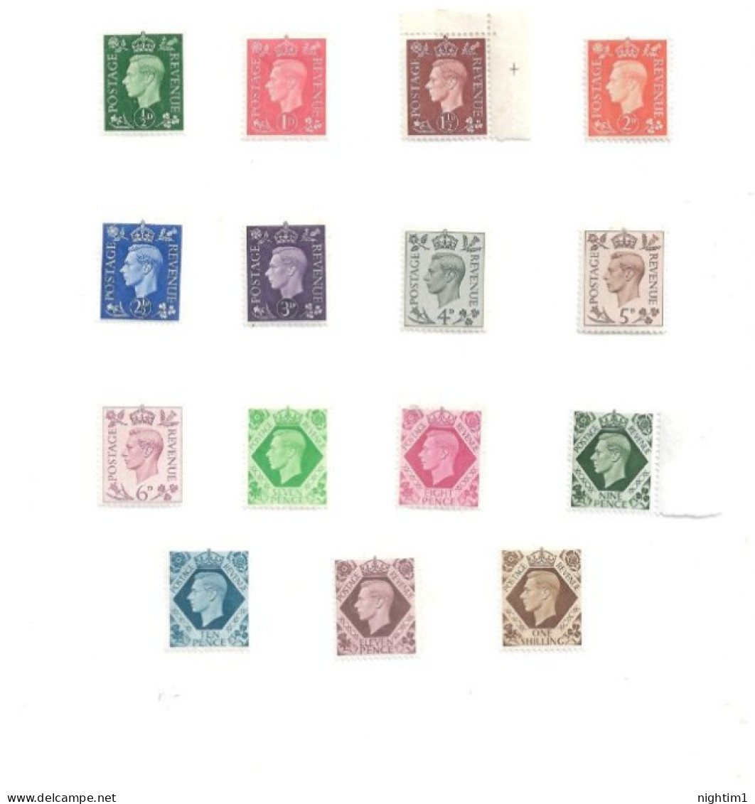 GREAT BRITAIN COLLECTION.  GEORGE VI SET OF 15 TO 1/- MOUNTED MINT. - Nuovi