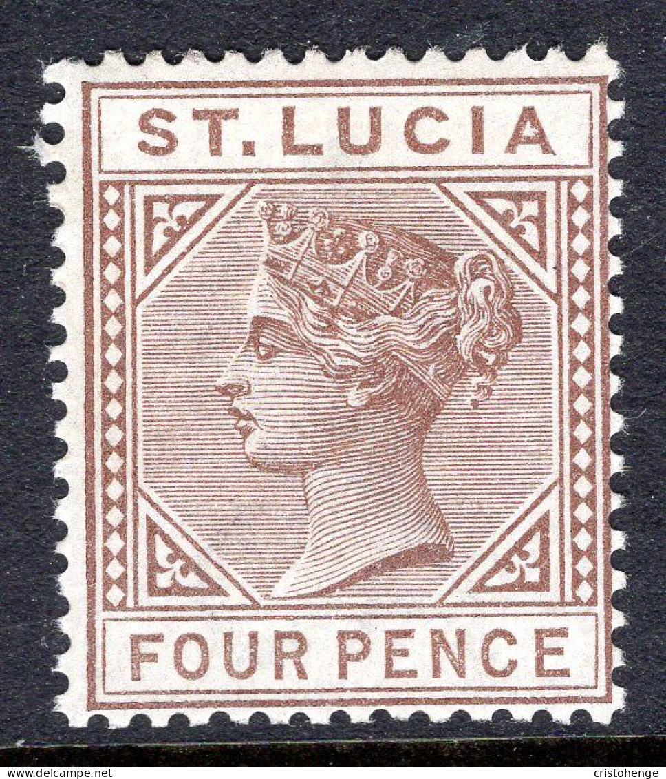 St Lucia 1883-86 QV - Wmk. Crown CA - Die I - 4d Brown HM (SG 34) - St.Lucia (...-1978)