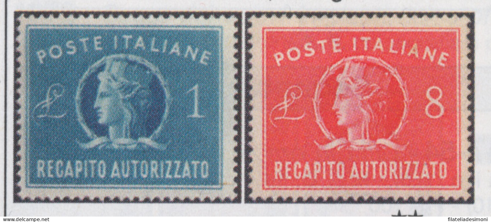 1947 Italia - Repubblica, Recapiti Autorizzati, 2 Valori, N. 8/9, MNH** - Posta Espressa/pneumatica