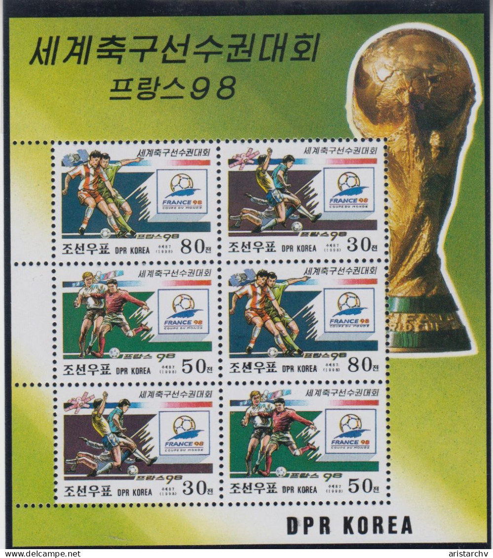 NORTH KOREA 1998 FOOTBALL WORLD CUP S/SHEET 2 STAMPS AND SHEETLET - 1998 – France