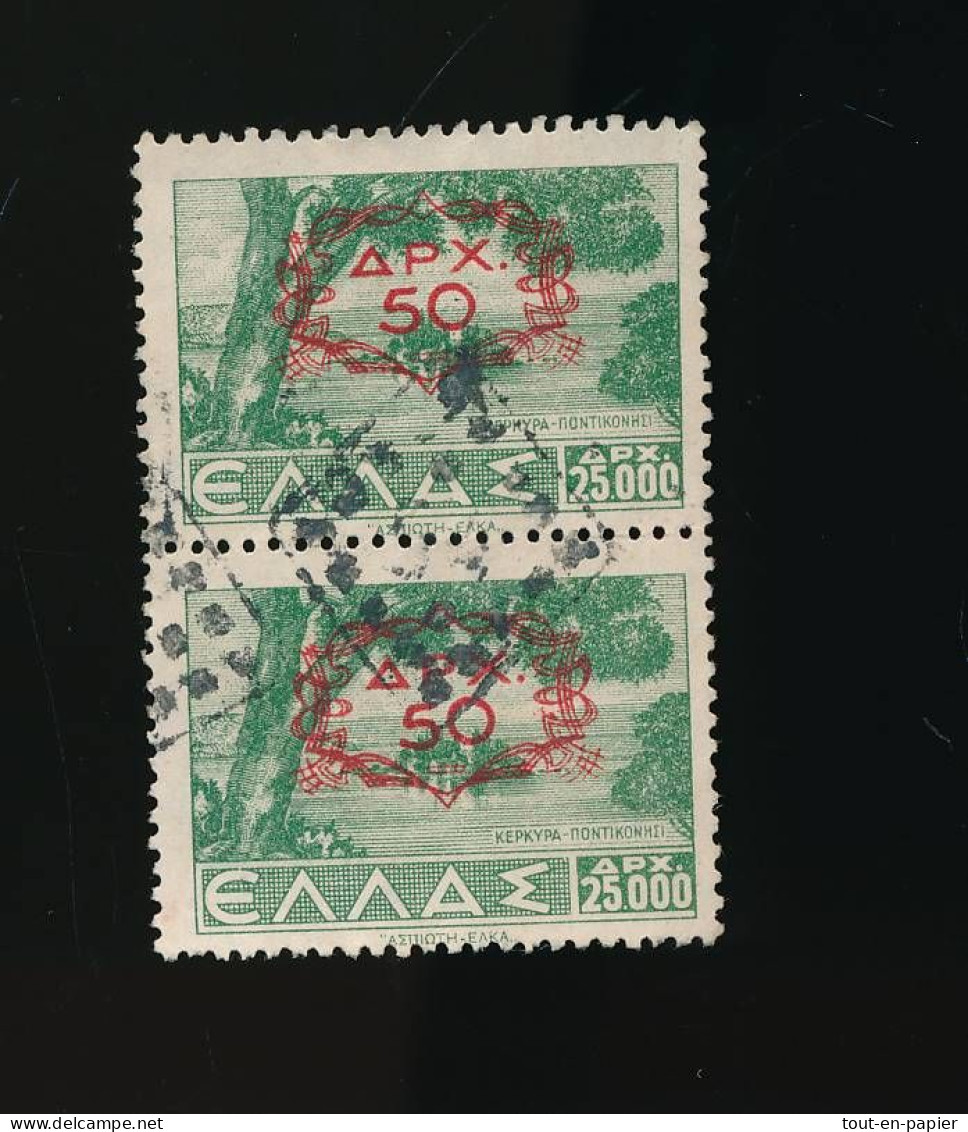 Paire Timbres  SELLO POSTAL GRECIA 1946 50 D ISLA JÓNICA GRECE Voir Oblitération Spéciale - Plaatfouten En Curiosa