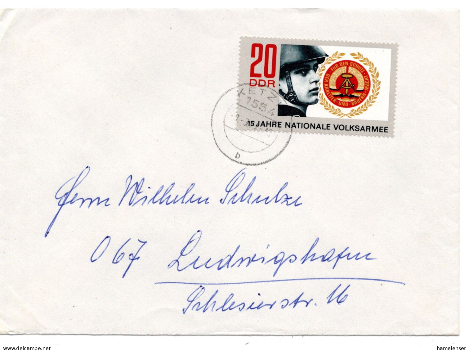 63536 - DDR - 1971 - 20Pfg NVA EF A Bf KETZIN -> Westdeutschland - Covers & Documents