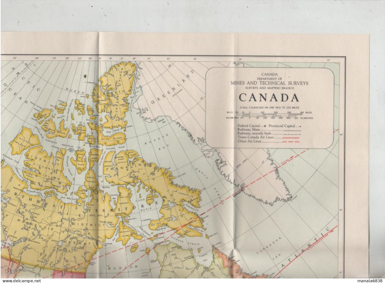 Canada Mines And Technical Surveys Railways Trans Canada Air Lines Other Air Lines 1958 - Andere & Zonder Classificatie