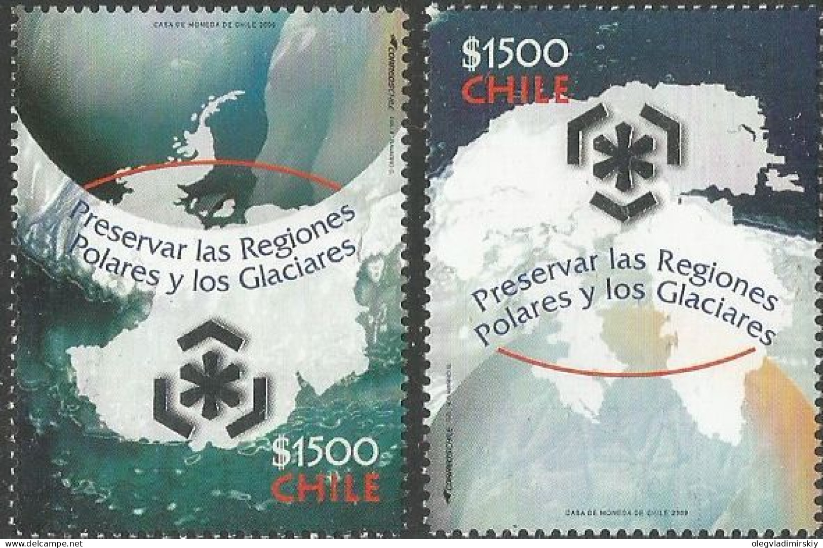 Chile Chili 2009 IPY Int Polar Year Joint Issue Set Of 2 Stamps MNH - Cile