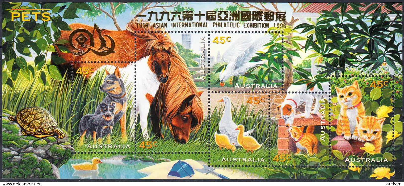 AUSTRALIA 1996, ANIMALS, PETS, BIRDS, CATS, DOGS, HORSES, COMPLETE MNH SERIES With GOOD QUALITY, *** - Ongebruikt