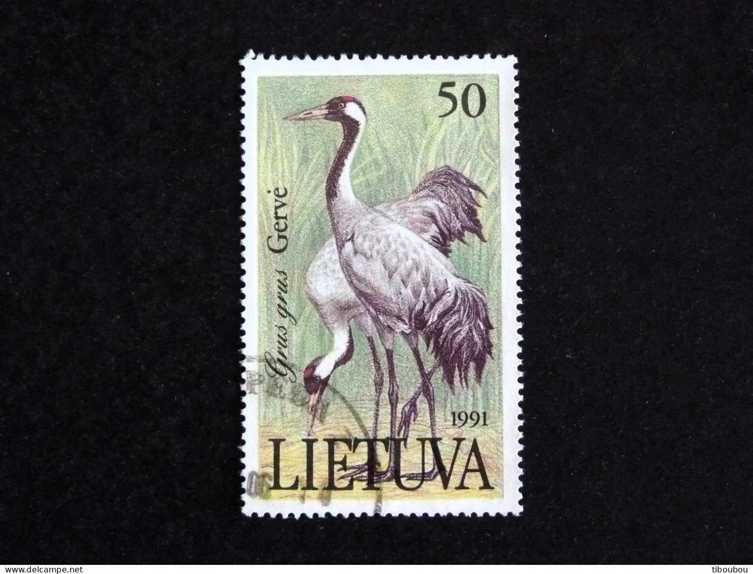 LITUANIE LIETUVA YT 421 OBLITERE - GRUE CENDREE OISEAU BIRD VOGEL ECHASSIER - Lituania