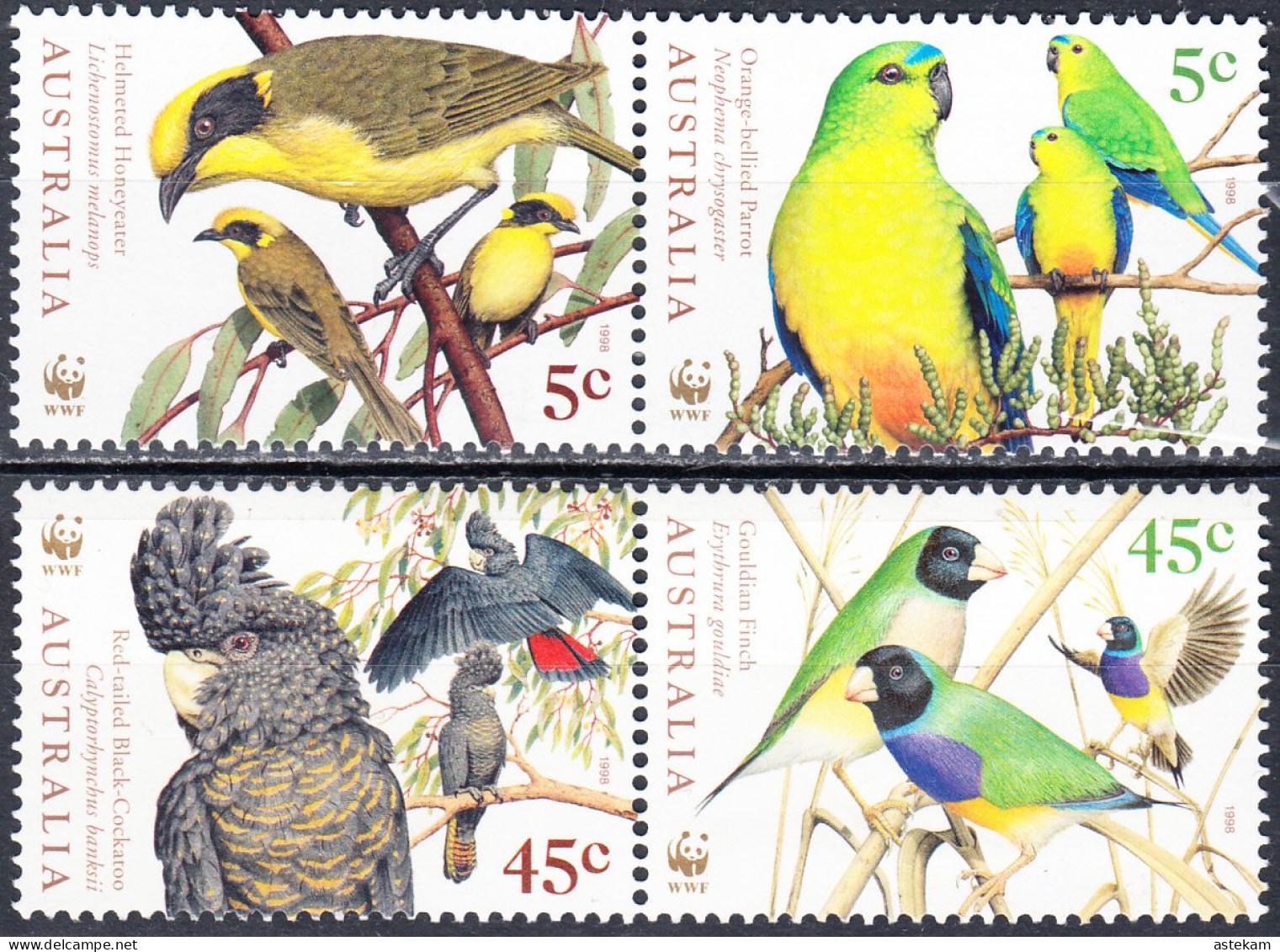 AUSTRALIA 1998, FAUNA, BIRDS, COMPLETE MNH SERIES With GOOD QUALITY, *** - Mint Stamps