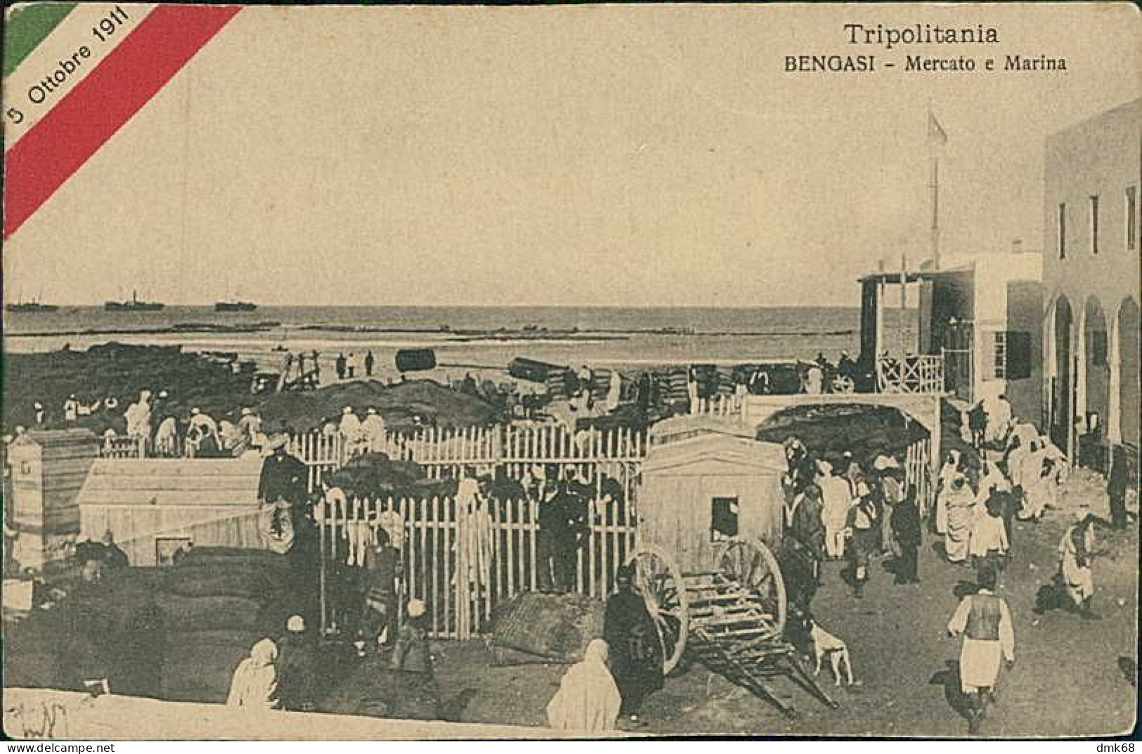 LIBIA / LIBYA -  BENGASI /  BENGHAZI - MERCATO E MARINA - EDIZ. FUMAGALLI & C. - 5 OTT. 1911 (12427) - Libye