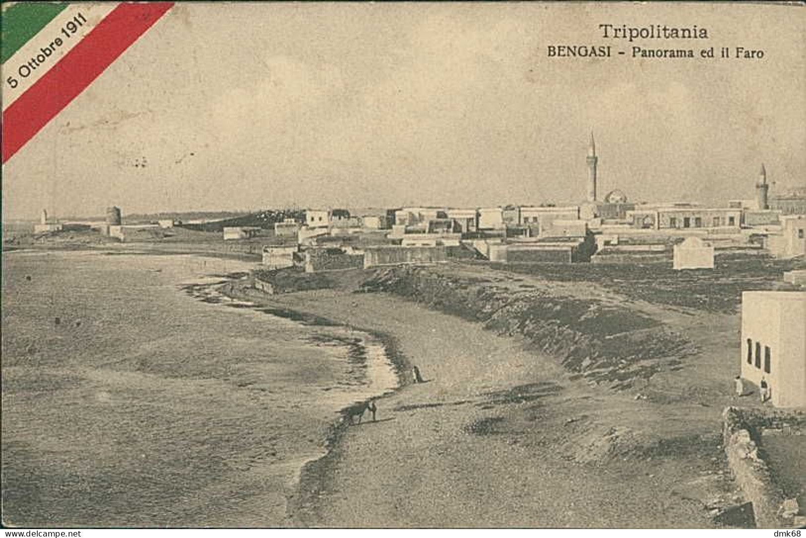 LIBIA / LIBYA -  BENGASI /  BENGHAZI - PANORAMA ED IL FARO - 5 OTT. 1911 - MAILED / STAMP (12428) - Libyen