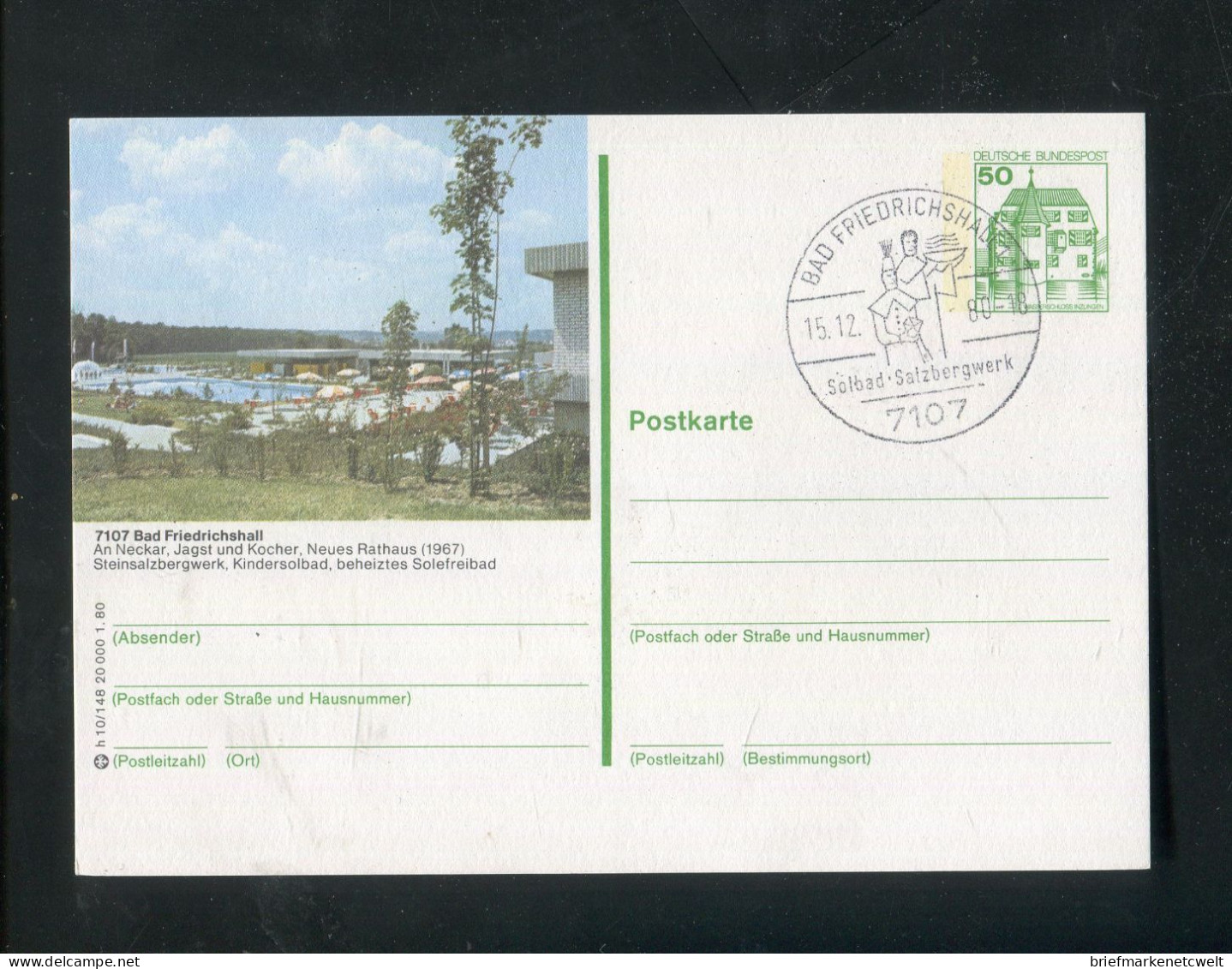 "BUNDESREPUBLIK DEUTSCHLAND" 1980, Bildpostkarte Mit Bildgleichem Stempel Ex "BAD FRIEDRICHSHALL" (B1138) - Cartoline Illustrate - Usati