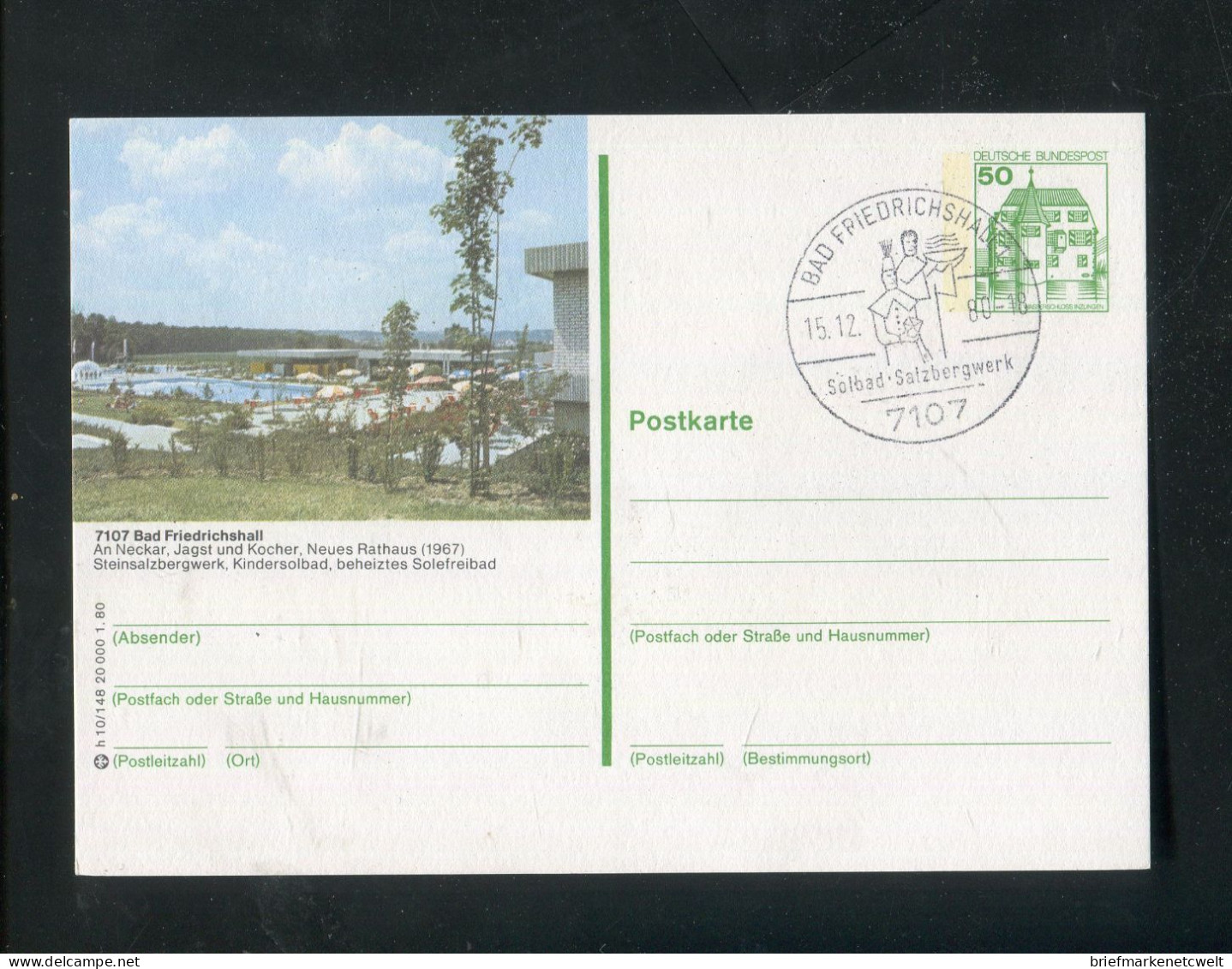 "BUNDESREPUBLIK DEUTSCHLAND" 1980, Bildpostkarte Mit Bildgleichem Stempel Ex "BAD FRIEDRICHSHALL" (B1138) - Geïllustreerde Postkaarten - Gebruikt