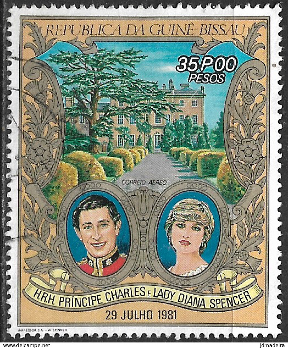 GUINE BISSAU – 1981 Royal Wedding 35 Pesos Used Stamp - Guinée-Bissau