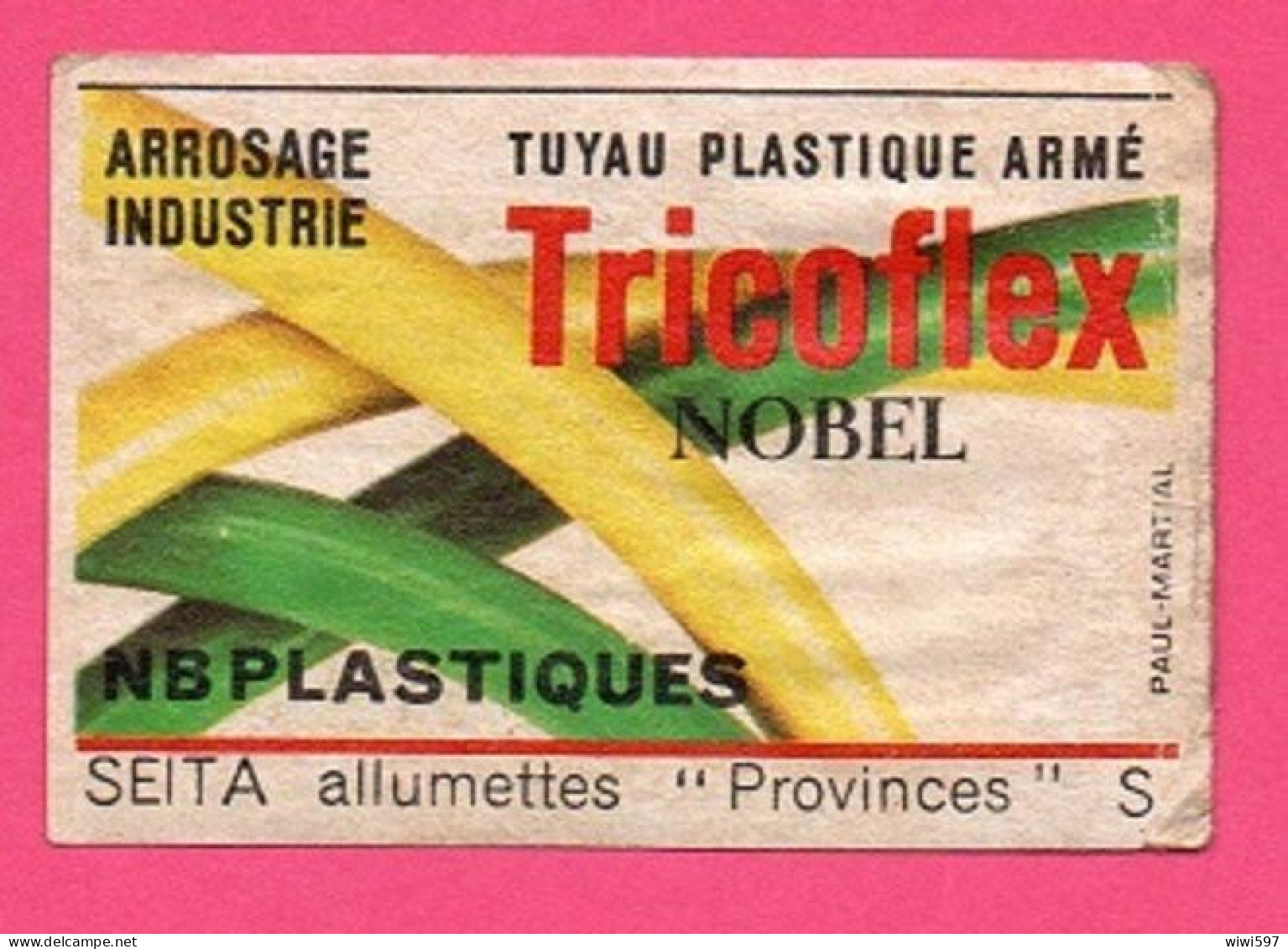 ÉTIQUETTE DE BOITE D'ALLUMETTES - NOBEL TUYAU PLASTIQUE TRICOFLEX - Matchbox Labels