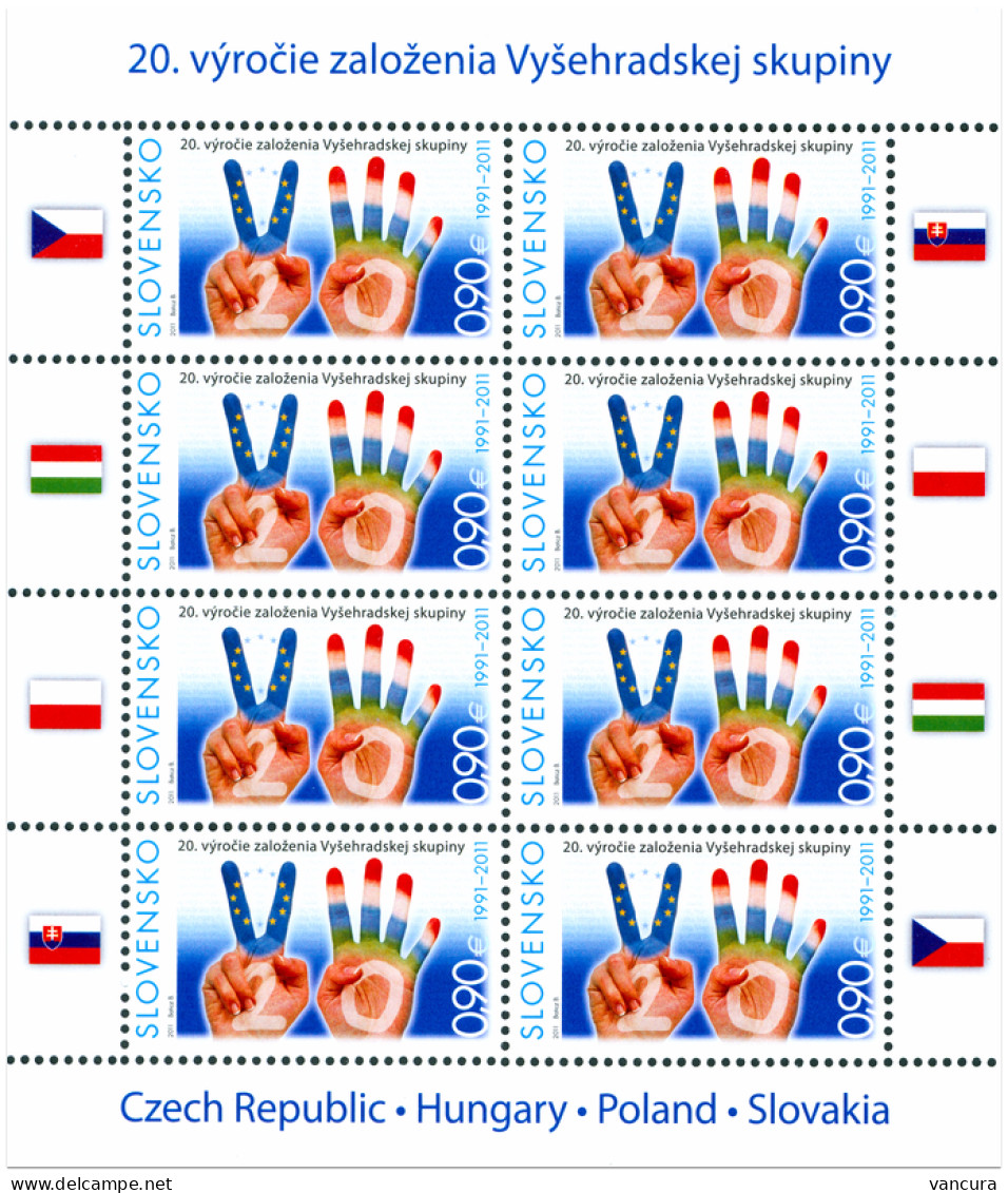 ** A 491 Slovakia 20th Anniversary Of The Visegrad Group 2011 Joint Issue - Joint Issues