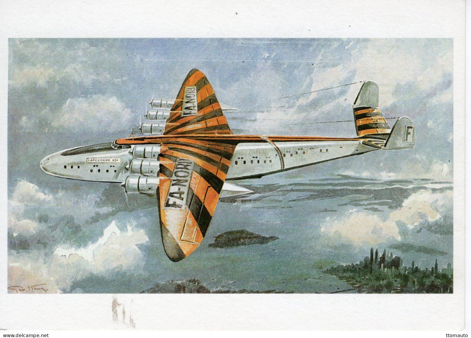 Latécoere 631 - Couleurs Orange/noir Du Code International Transatlantique 1942 - Aquarelle De Géo Ham - CPM - 1939-1945: 2de Wereldoorlog