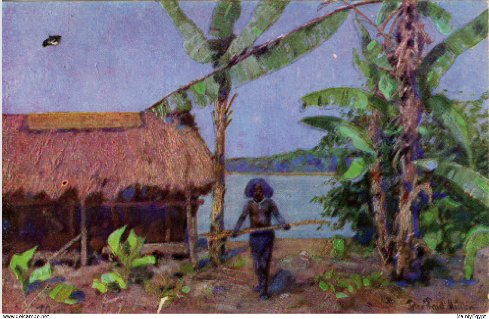 GERMAN Papua NEW GUINEA  Postcard: Ca. 1910 - Villager, Hut  - PC12 - Papua-Neuguinea