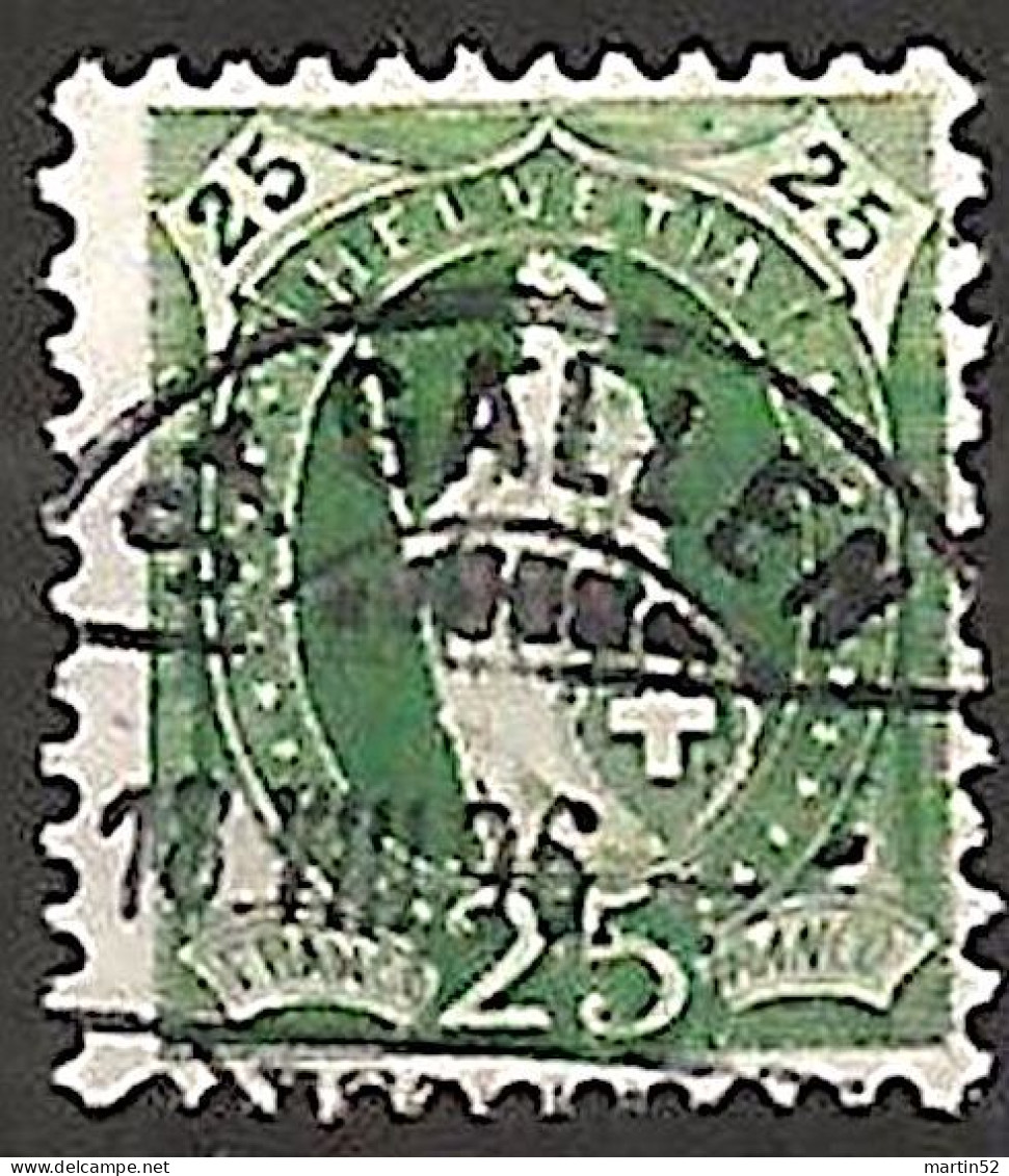 Schweiz Suisse 1894: 13 Vertikalzähne Dents KZ II Zu 67D Mi 59YC Yv 72 25c Grün Mit O ST.GALLEN 18.VIII.98 (Zu CHF 2.00) - Gebraucht