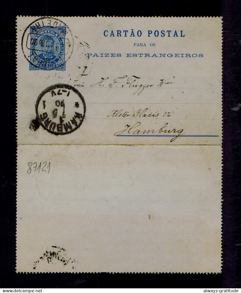 87121 MADEIRA Funchal PORTUGAL (postal Carton) Postal Stationery 1890-04-xx Stamped D.Charles Mailed Hamburg Pmk - Altri & Non Classificati