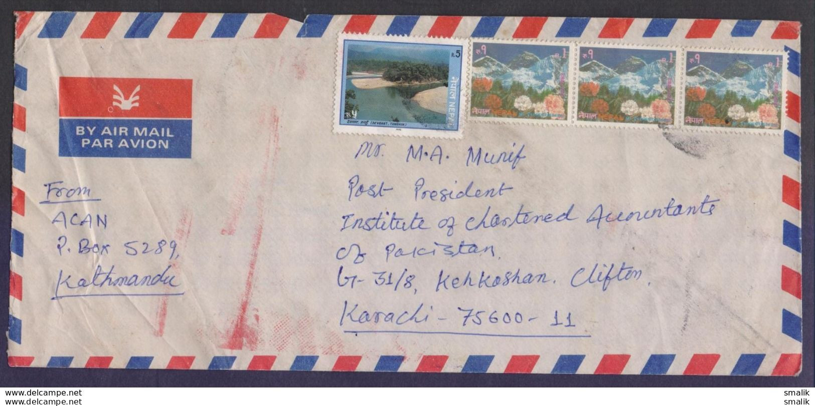 NEPAL Postal History Cover On Mountains, Postal Used - Népal