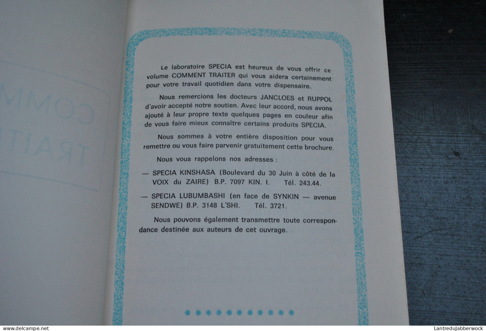 Laboratoire SPECIA Comment Traiter Dispensaire Congo Belge Colonie Soigner Les Maladies Fièvre Médicaments Brousse - België