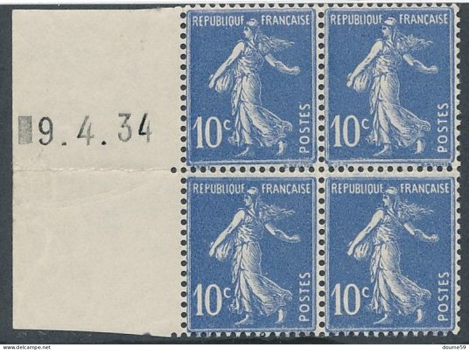 CA-65: FRANCE: Coin Daté à Gauche Du N°279** (* En Marge)  (pli Horizontal Et Tâche) - 1930-1939
