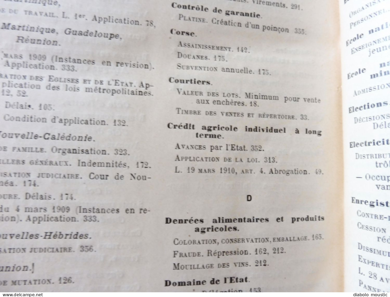 1912  RECUEIL des LOIS ,dont aussi sur les répression des fraudes  ; Etc