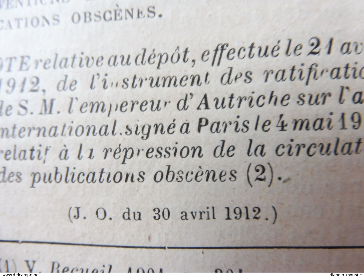 1912  RECUEIL des LOIS ,dont aussi sur les répression des fraudes  ; Etc