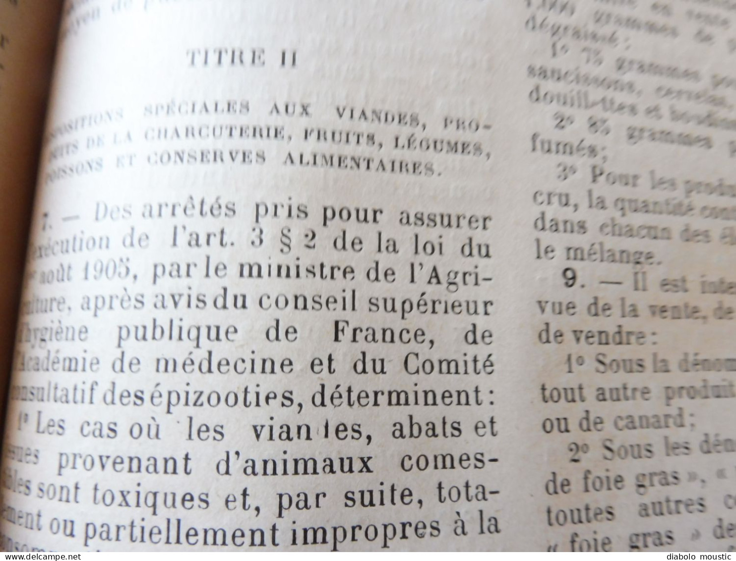 1912  RECUEIL des LOIS ,dont aussi sur les répression des fraudes  ; Etc