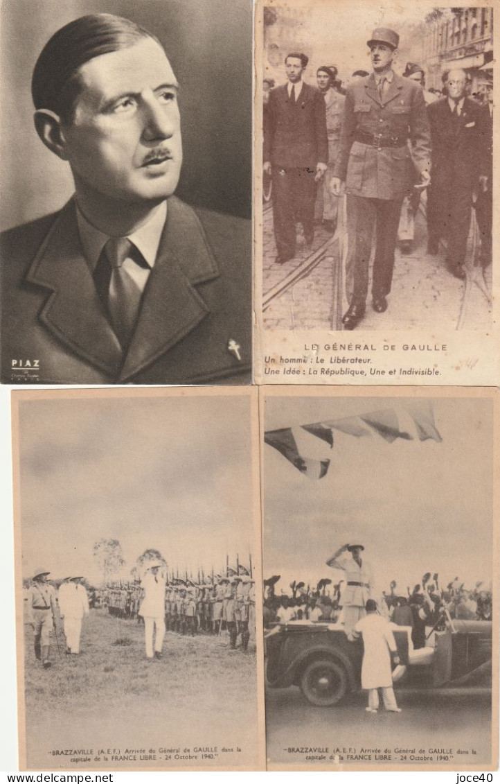 Lot De 8 Cartes Postales Du Général De Gaulle En Divers Lieux - Personnages