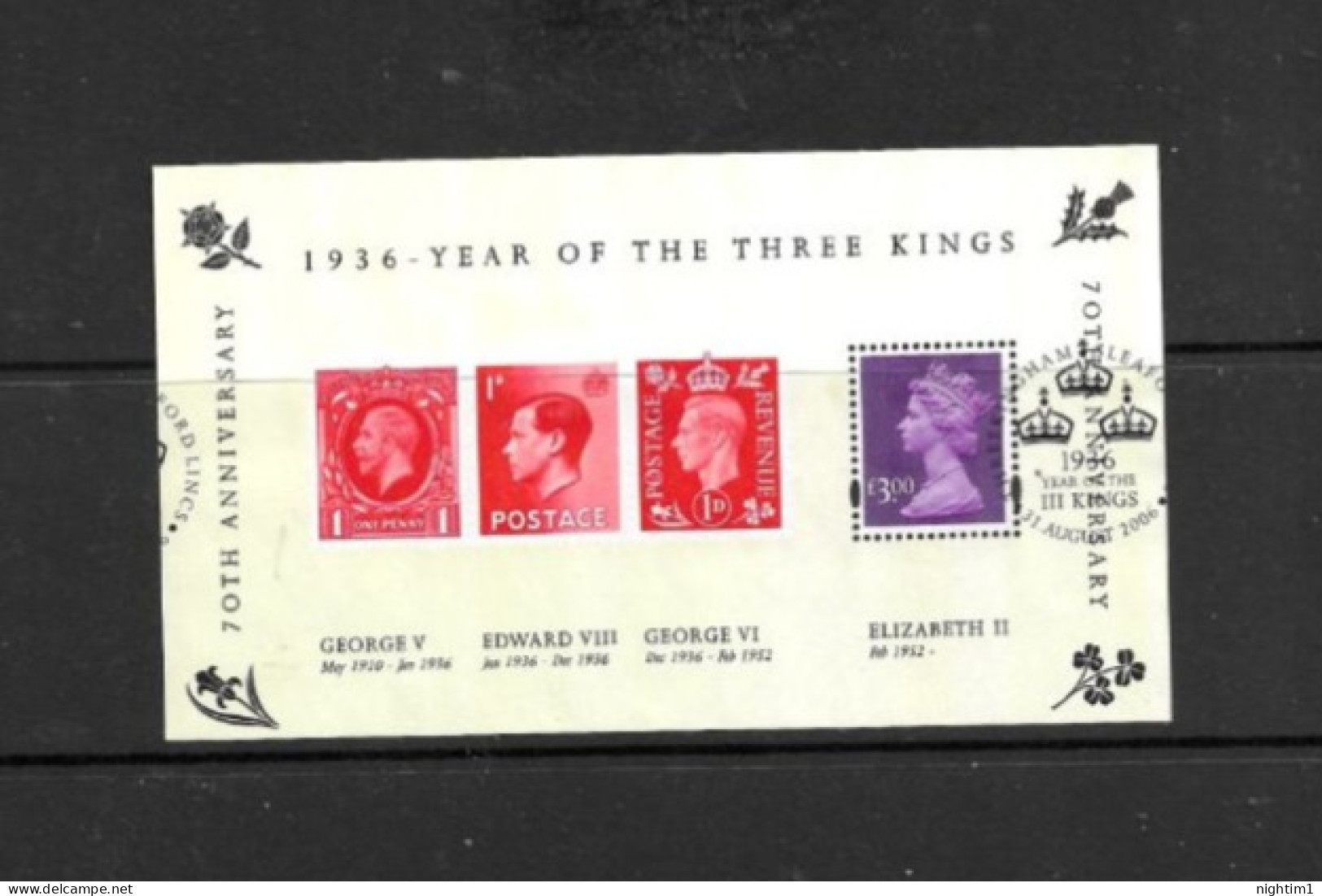 GREAT BRITAIN COLLECTION.  MINIATURE SHEET 70TH ANN. YEAR OF 3 KINGS. USED. - Used Stamps