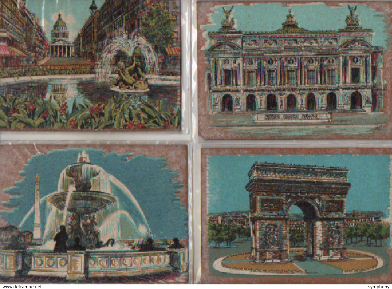 5 CP - Peinture Sur Liège , Inaltérable - PARIS - Opéra - Concorde - Panthéon - Pont - Arc De Triomphe - - Altri & Non Classificati