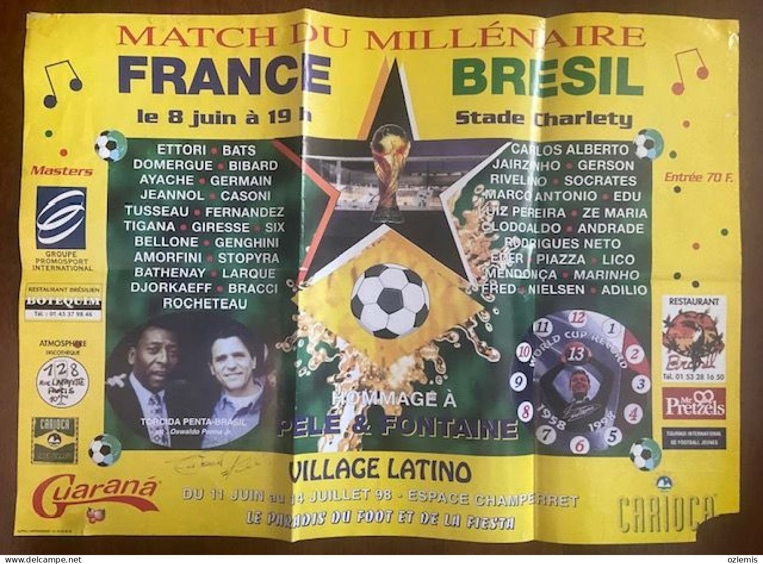 FRANCE -BRAZIL ,WORL CUP FINAL ,FRANCE - BRESIL ,MATCH DU MILLENAIRE ,1998 ,POSTER - Manifesti