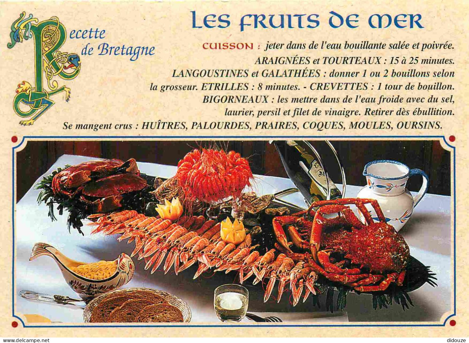 Recettes De Cuisine - Fruits De Mer - Bretagne - Gastronomie - CPM - Voir Scans Recto-Verso - Recettes (cuisine)